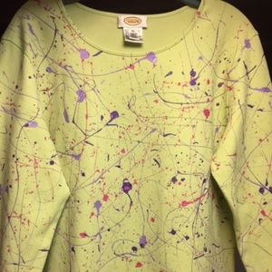 Upcycled Talbots Shirt, XL, Apple Green, Painted